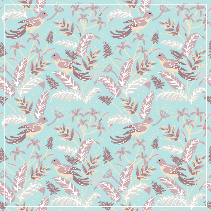 Botanical Avian Motif floral rug - TenStickers