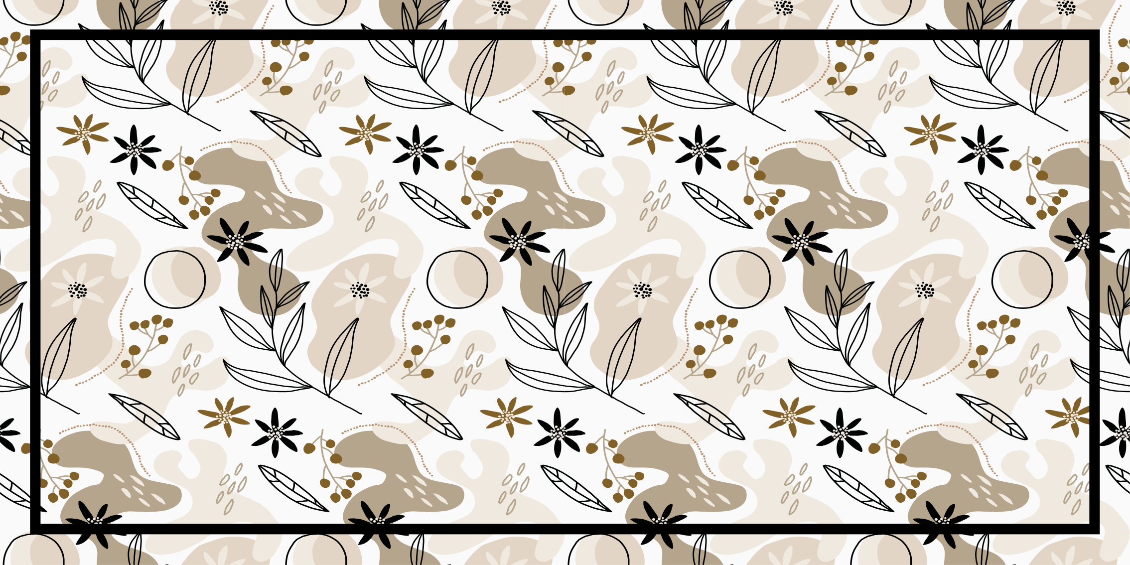 Beige foliage elements floral rug - TenStickers