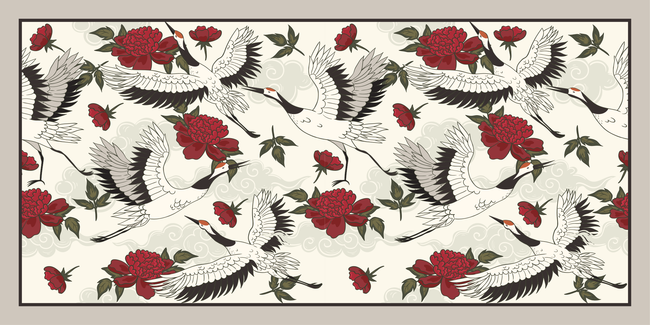 Elegant Crane Pattern nature rug - TenStickers