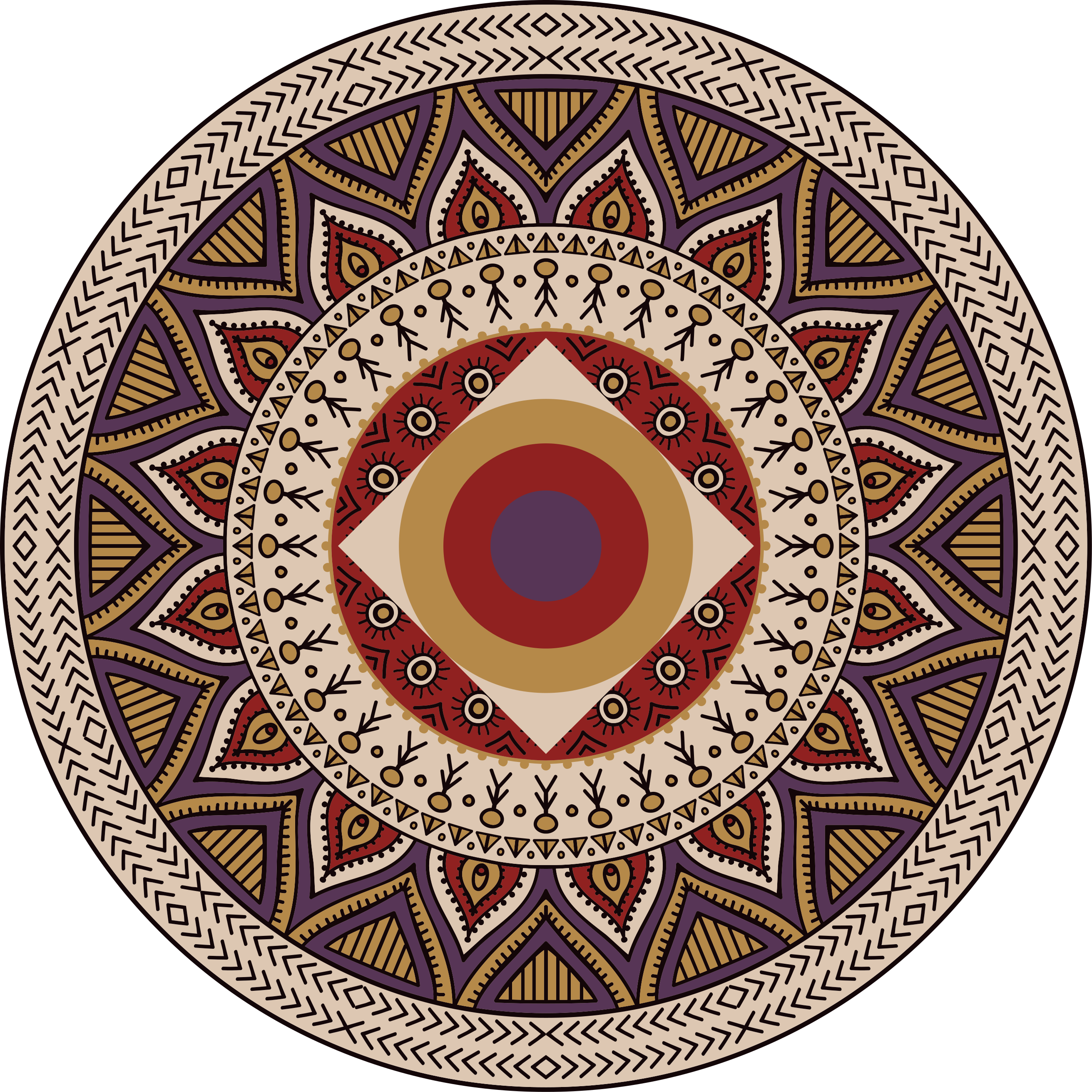 Vibrant Circular Pattern mandala rug - TenStickers
