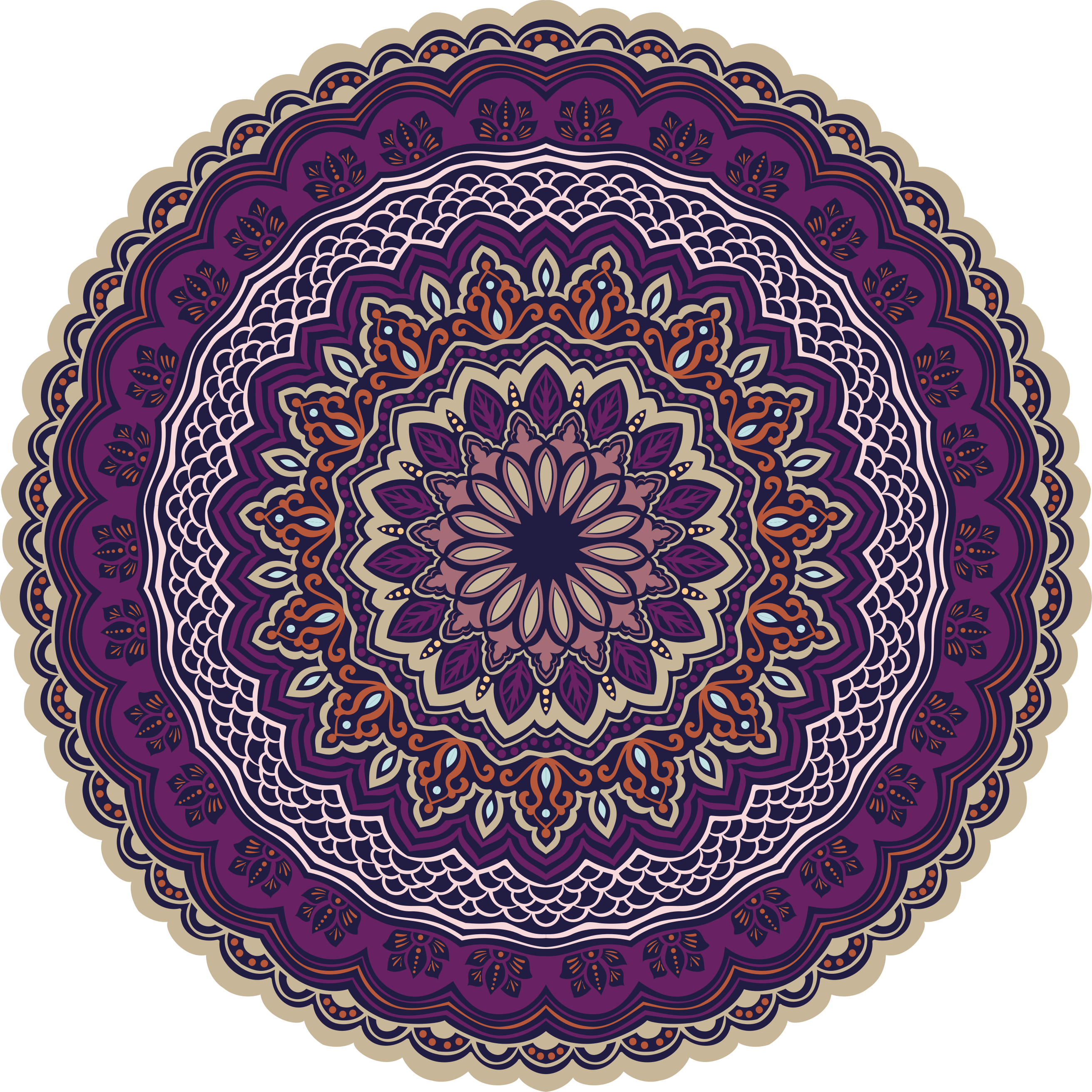 Vibrant purple design mandala rug - TenStickers