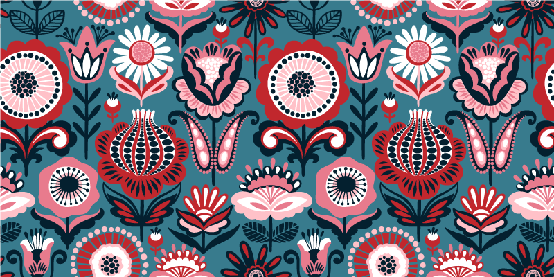 Scandinavian ethnic motif floral rug - TenStickers