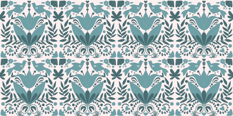 Floral Bird Pattern modern rug - TenStickers