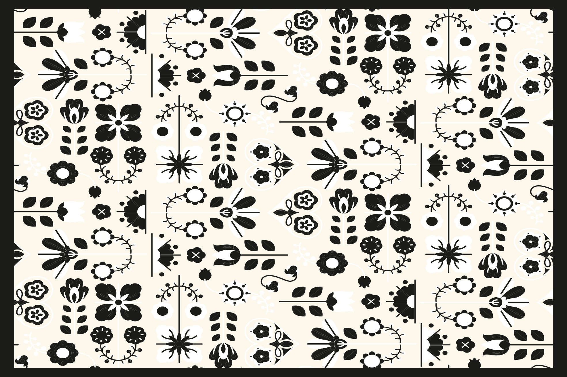Floral rug with elegant black floral patterns - TenStickers