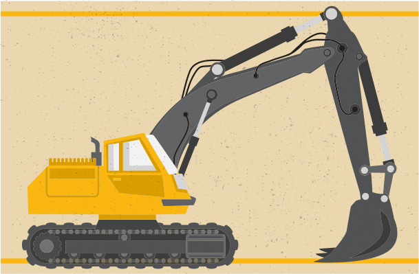 Excavator illustration kids rug - TenStickers