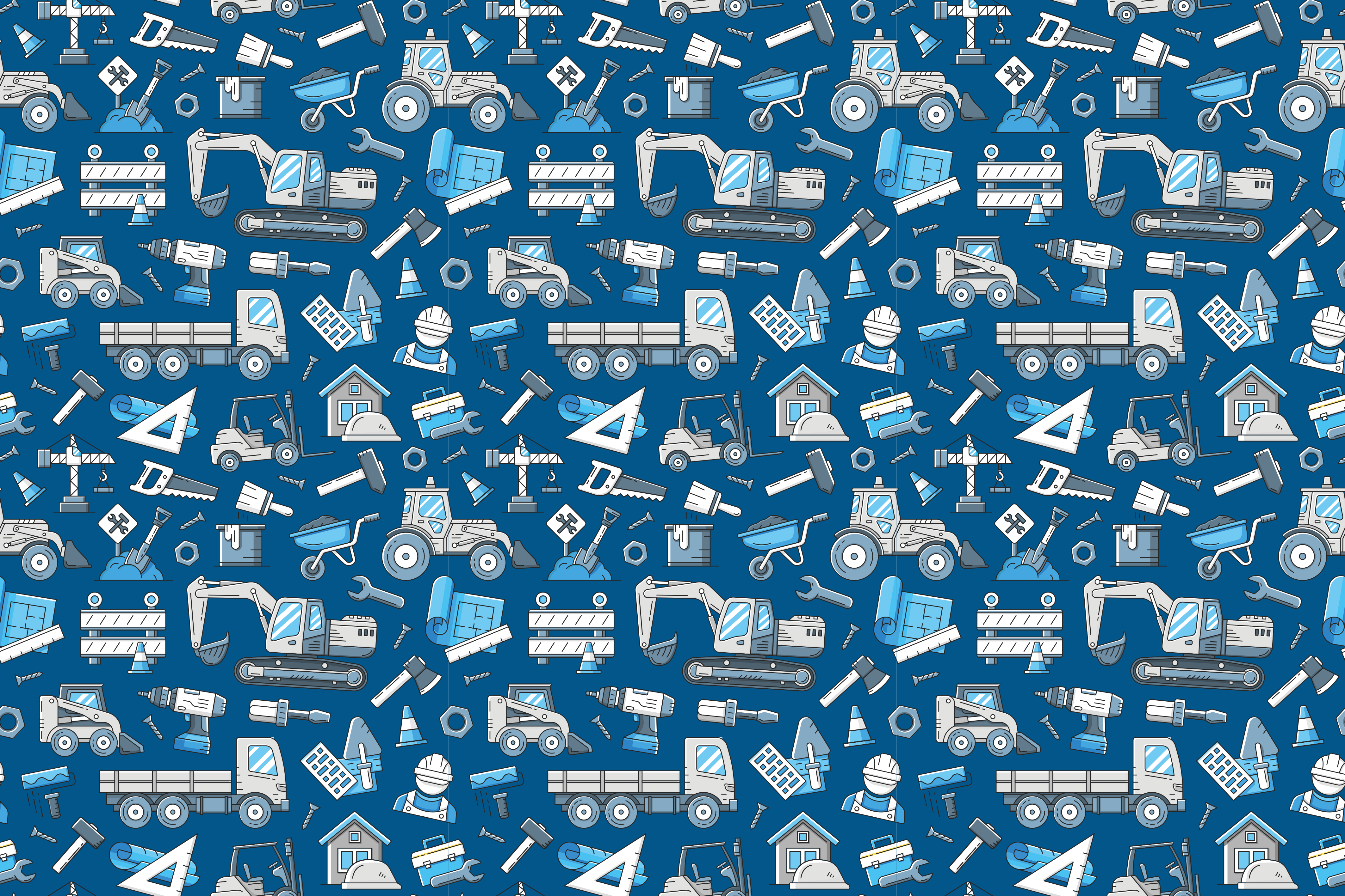 Construction Tools Print kids rug - TenStickers