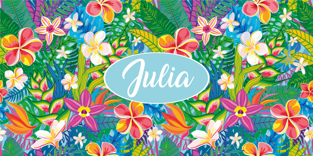 Multicolor flowers blue personalised mat - TenStickers