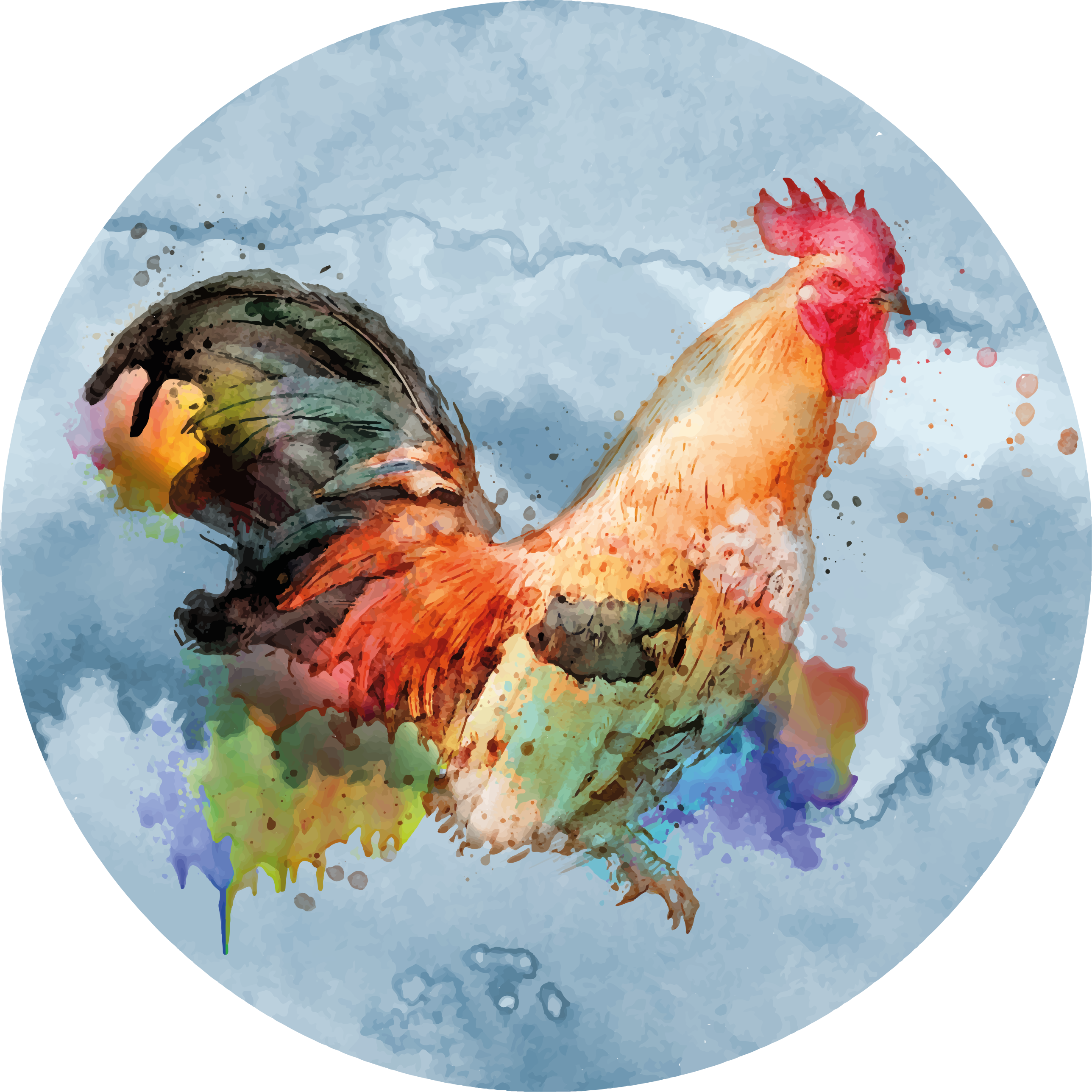 Animal print rug with vibrant rooster design - TenStickers