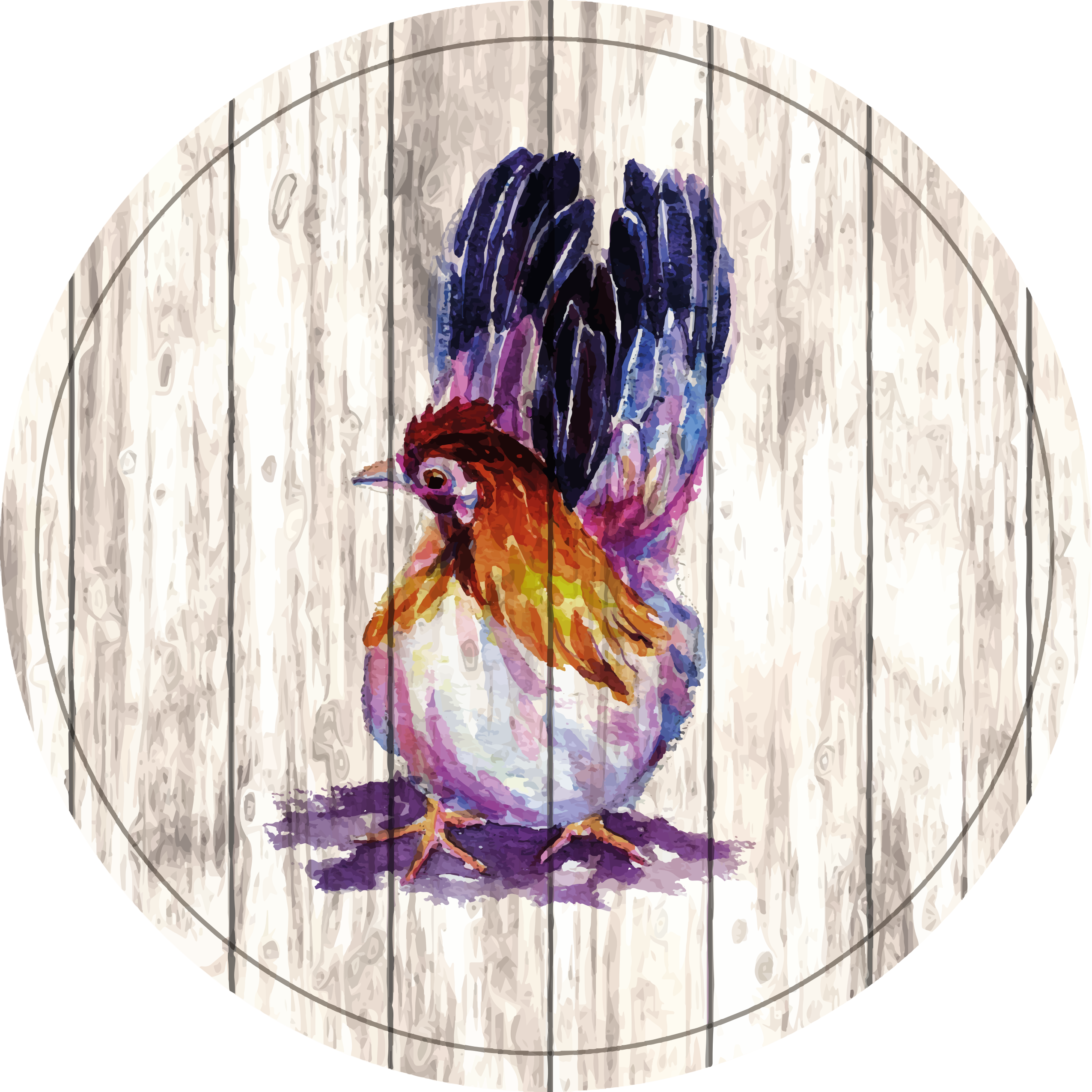Animal print rug charming colorful chicken - TenStickers