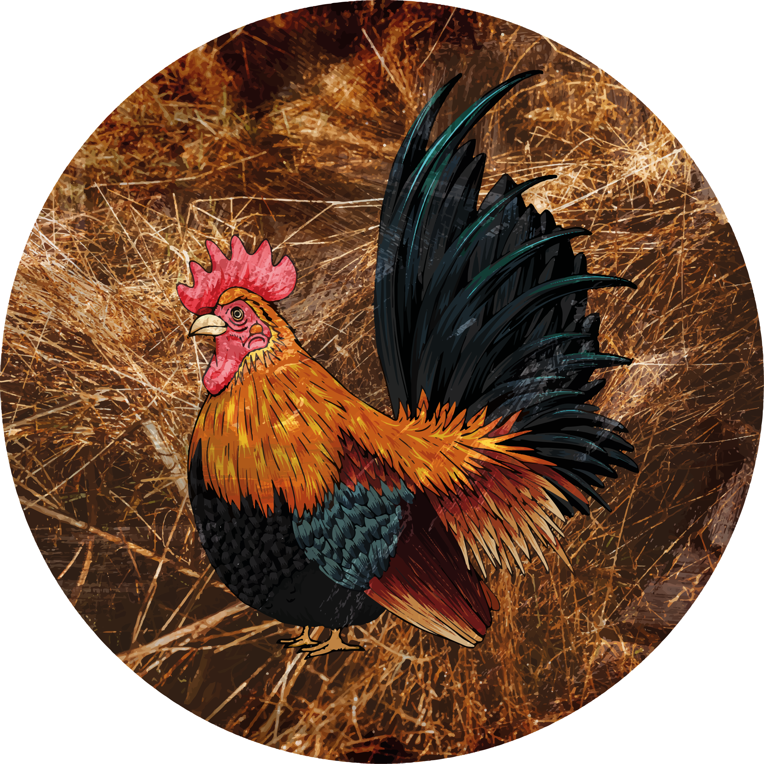 Animal print rug colorful rooster design - TenStickers