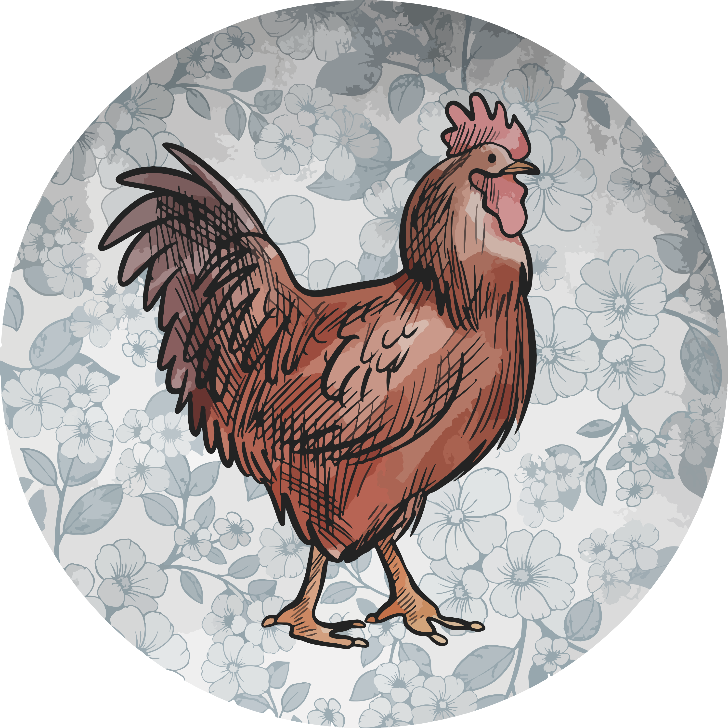 Charming rooster animal mat - TenStickers