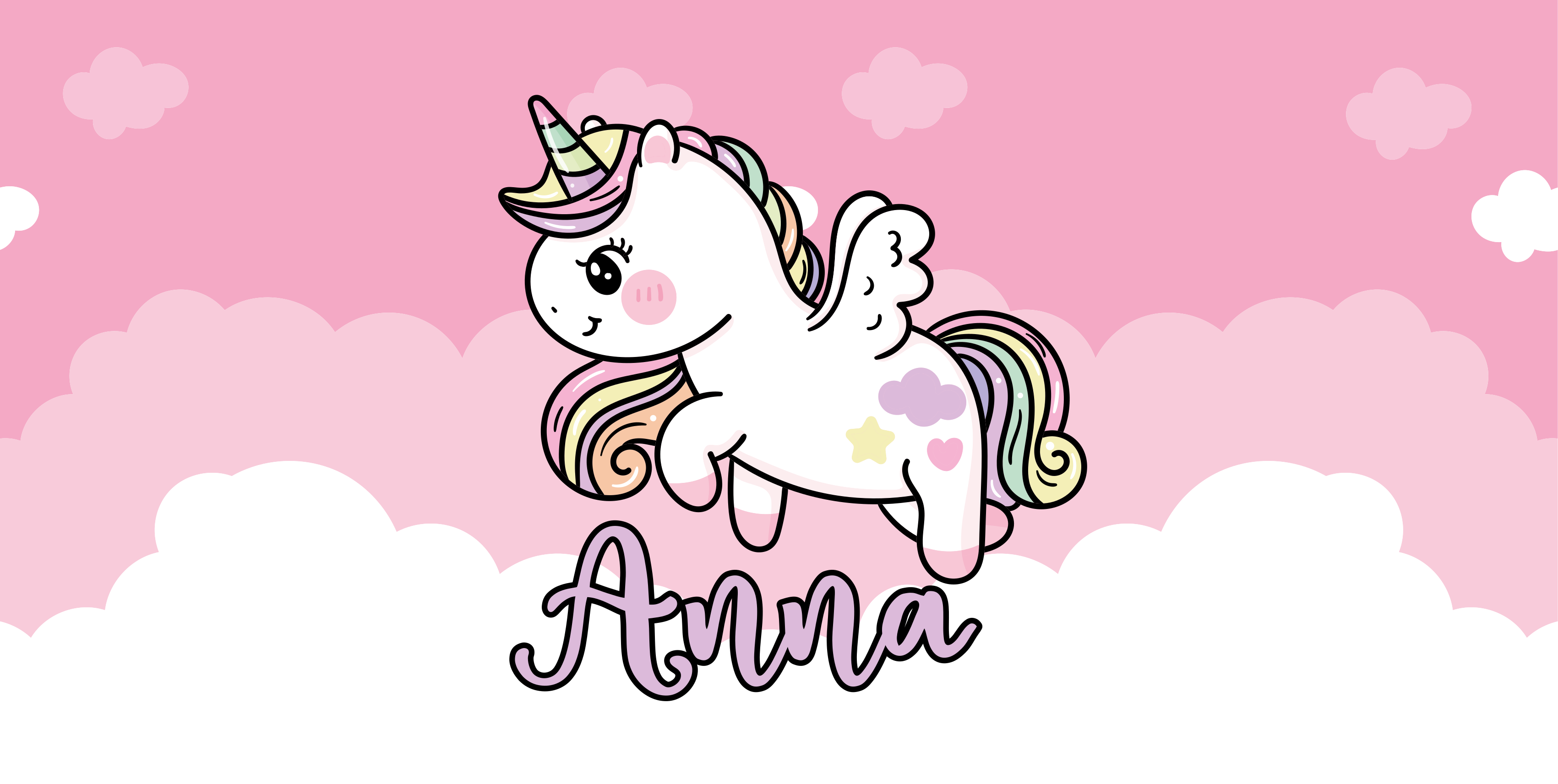 Customisable pink unicorn kids rug - TenStickers