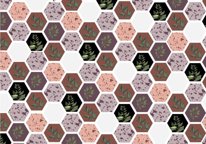 Hexagonal Leaf Pattern nature rug - TenStickers