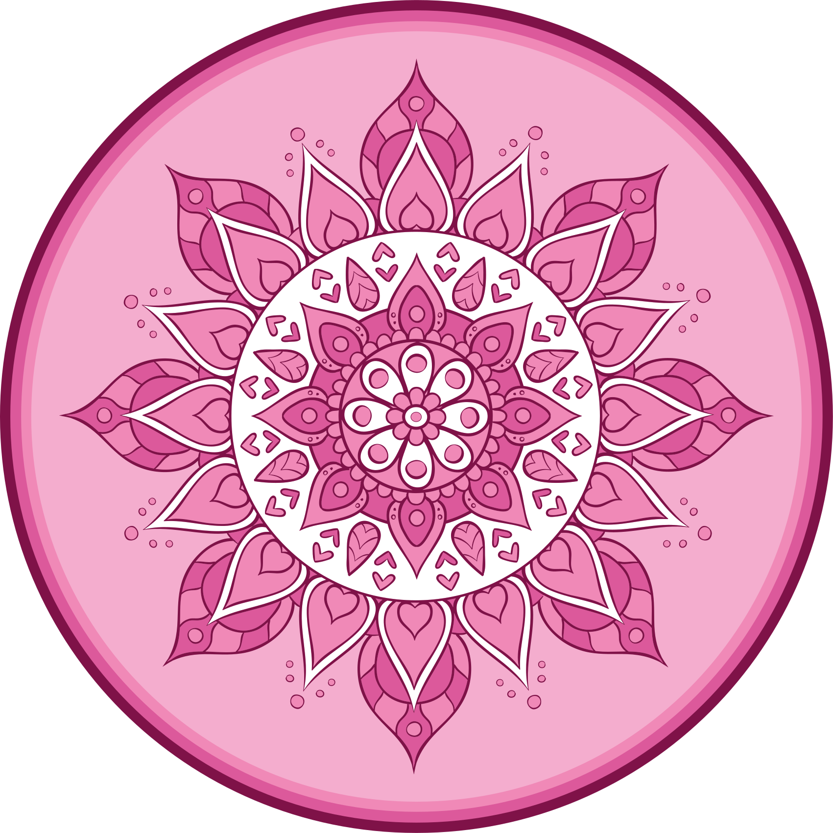 Pink Floral Meditation mandala rug - TenStickers