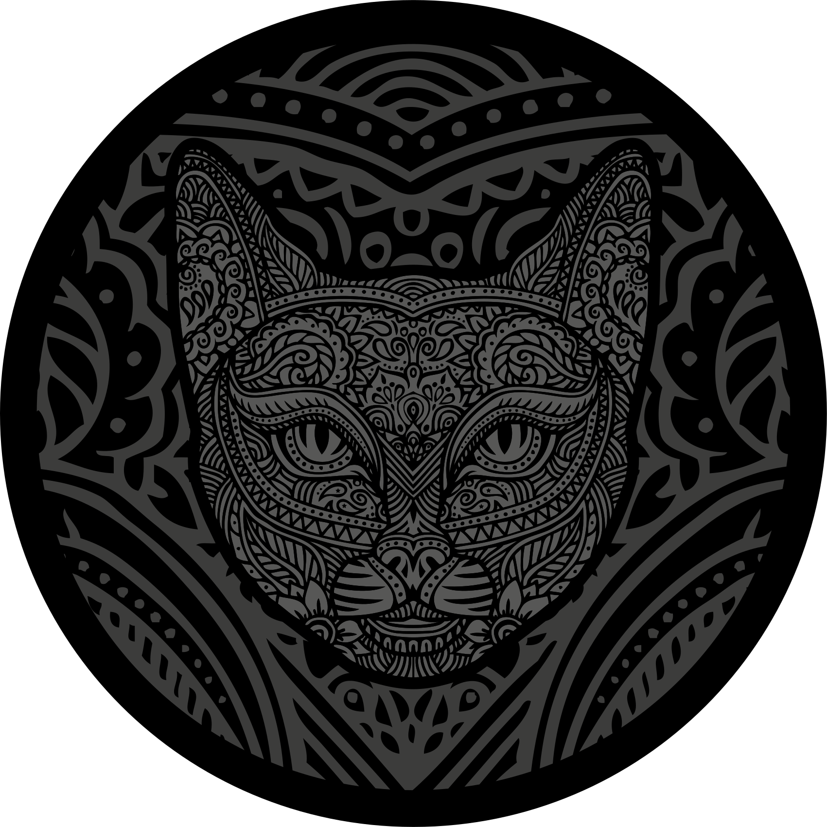 Black cat face animal mat - TenStickers