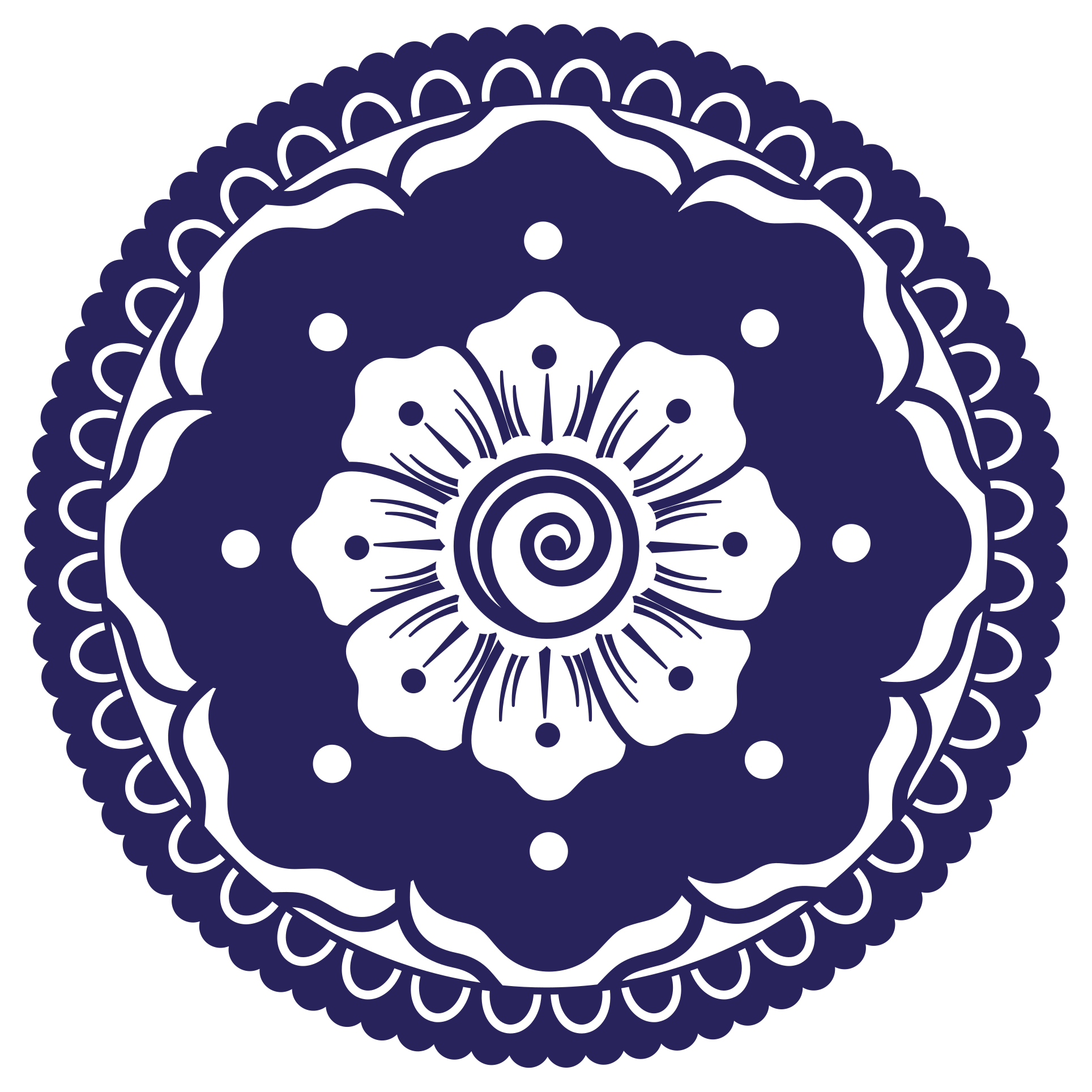 Navy Floral Arrangement mandala rug - TenStickers