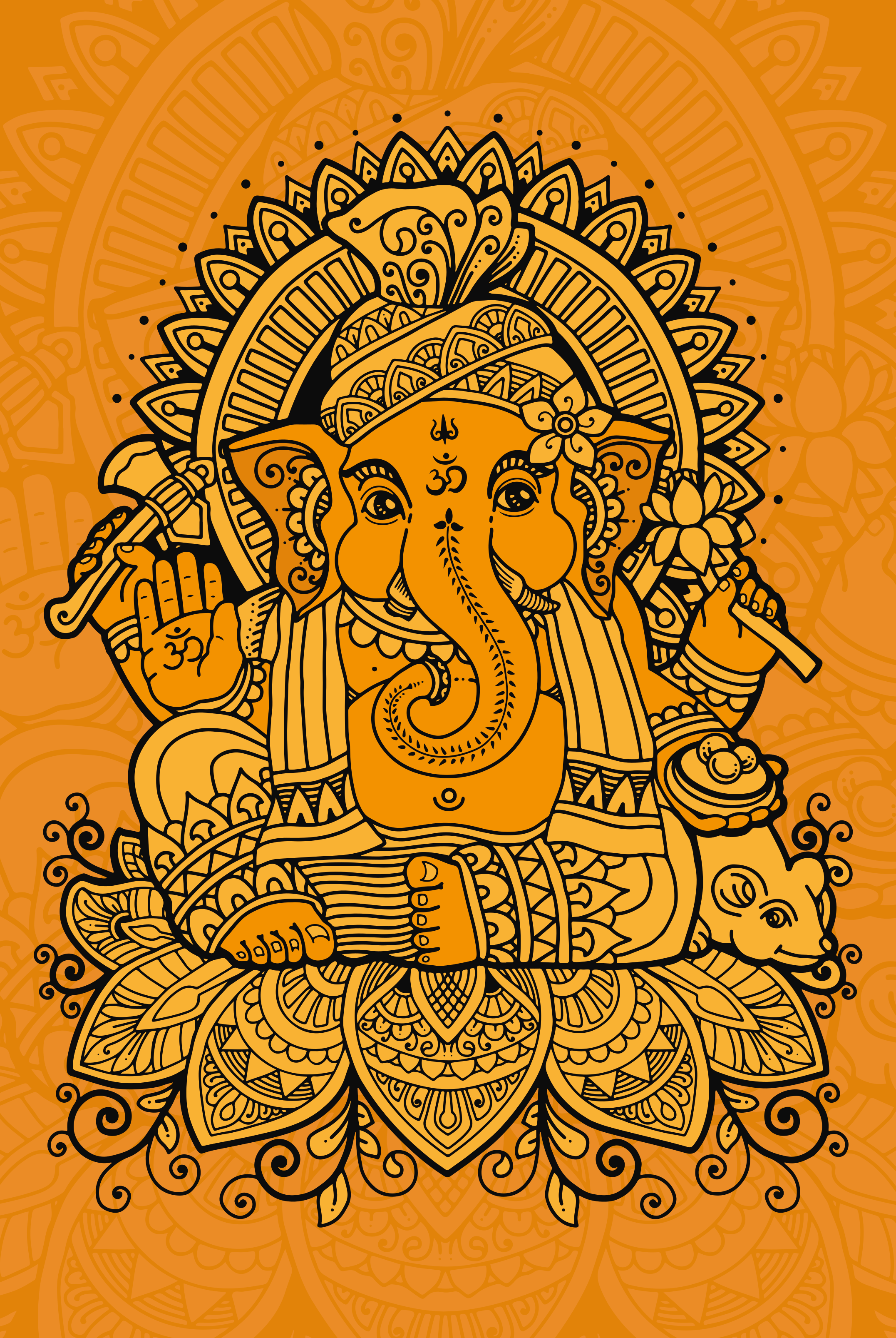 Ganesh Illustration ethnic rug - TenStickers