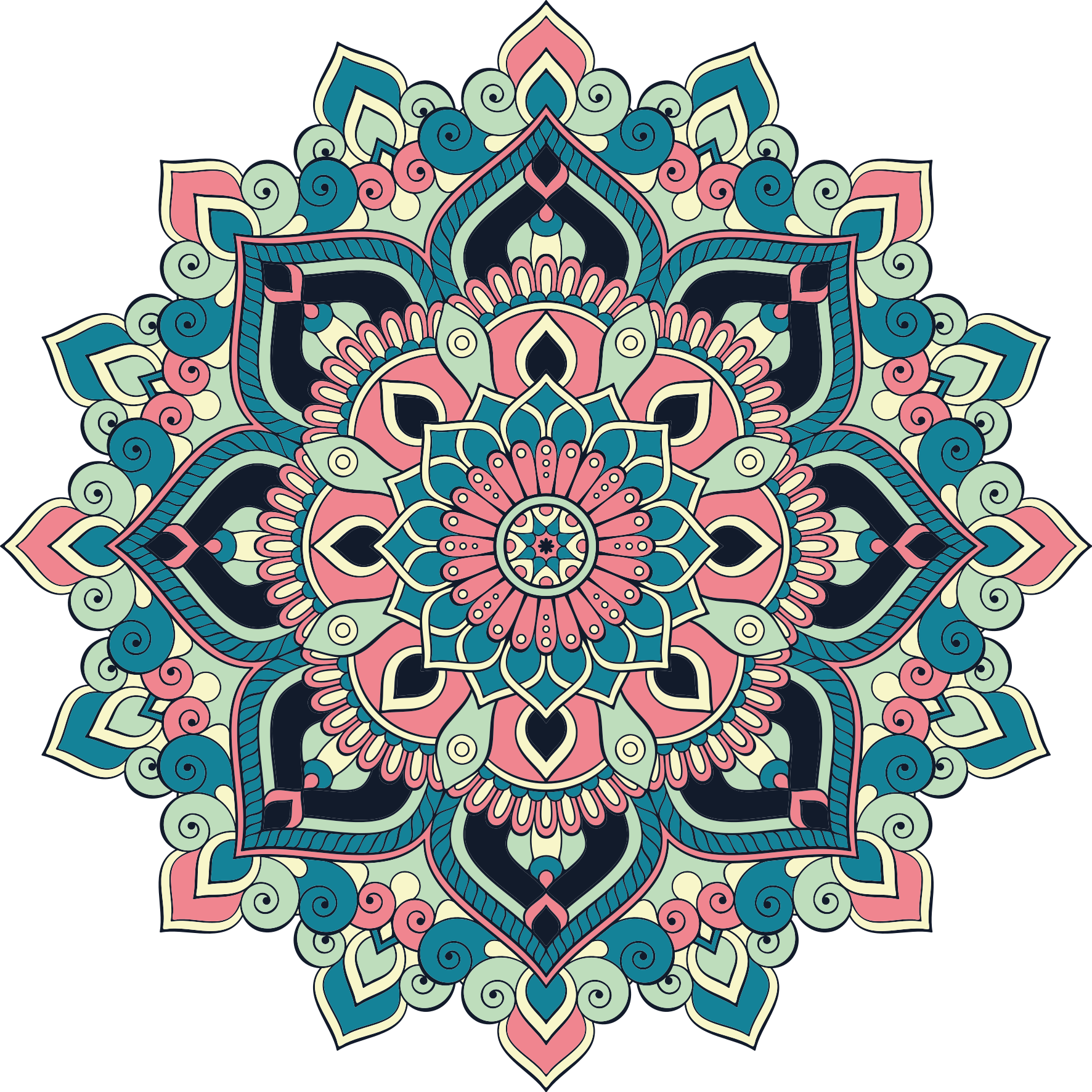 Colorful floral mandala rug - TenStickers