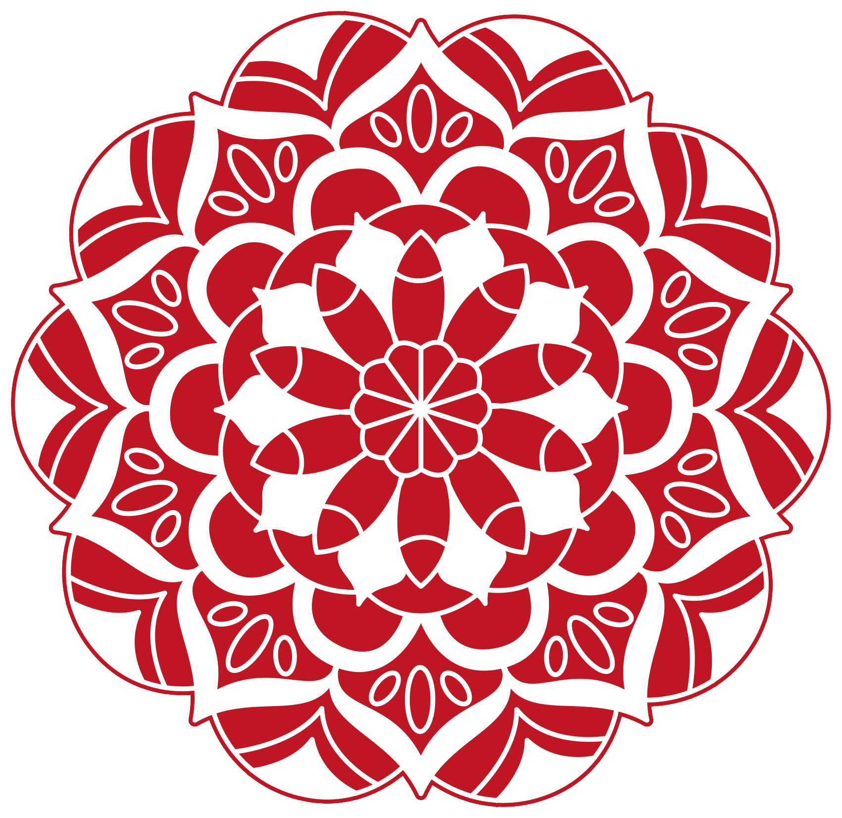 Red Floral Pattern mandala rug - TenStickers