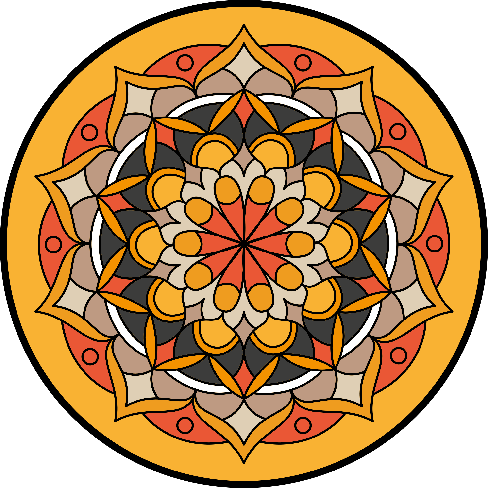 Vibrant Mandala Element circular rug - TenStickers