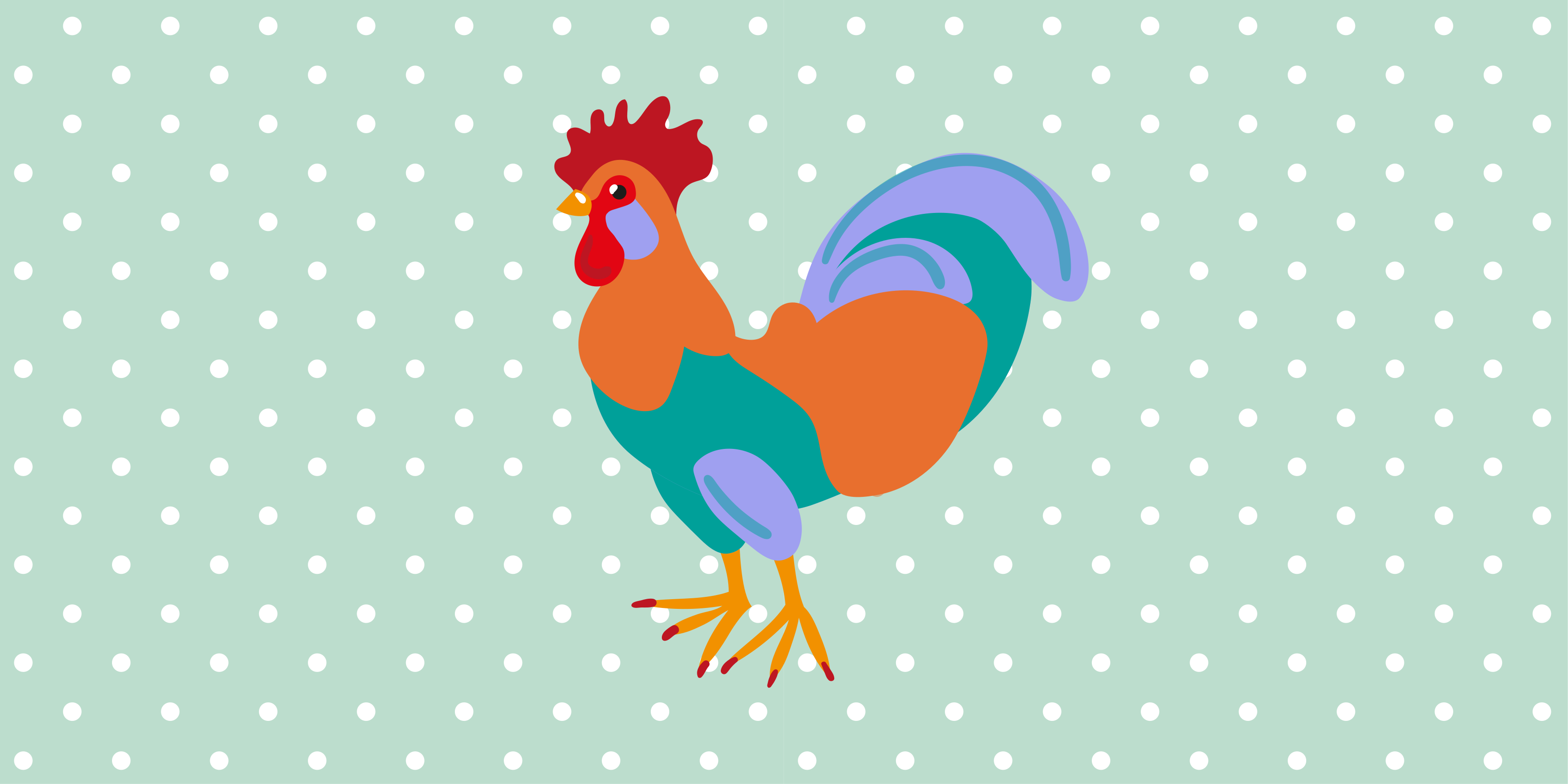 Animal mat with colorful rooster artwork - TenStickers