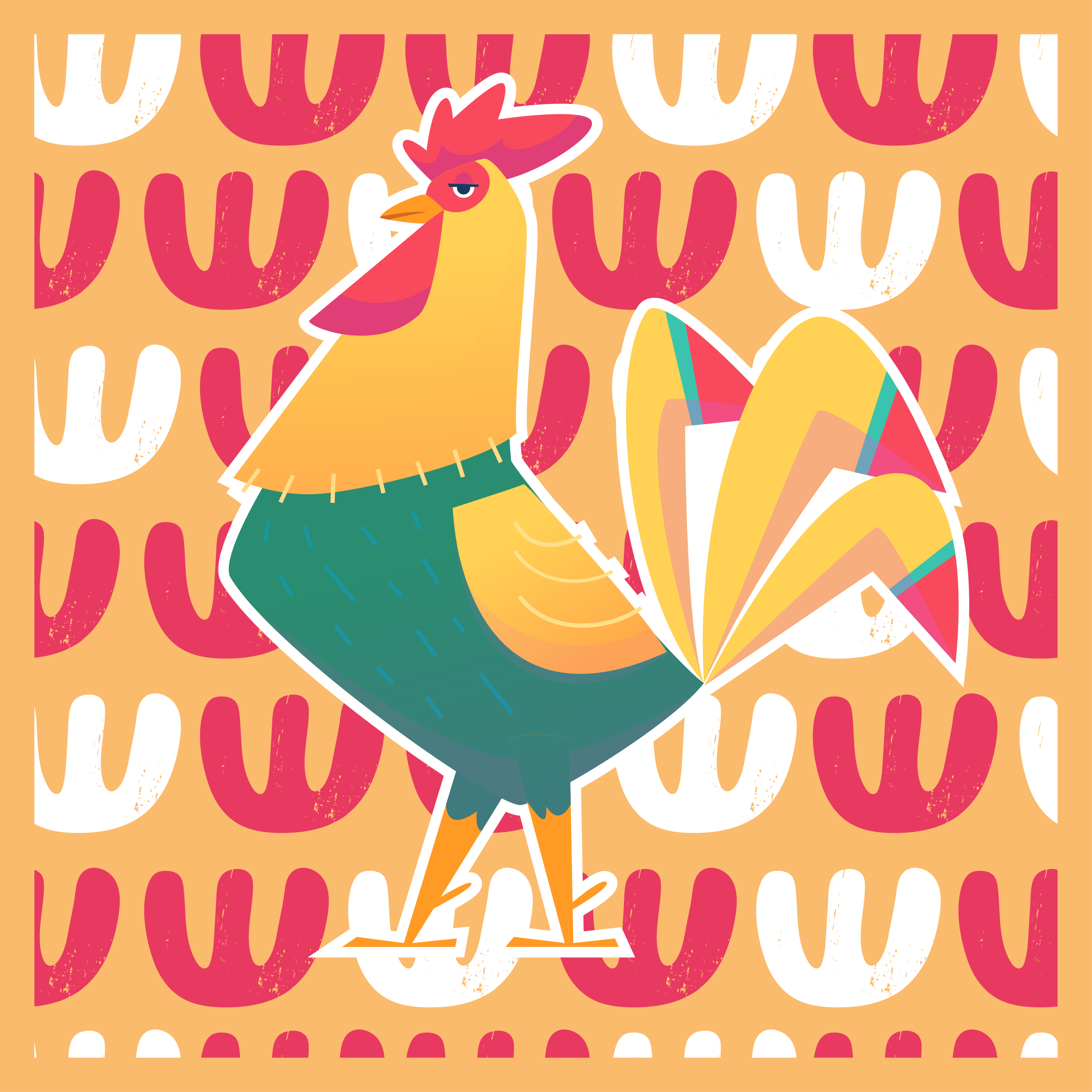 Colorful Rooster Art animal mat - TenStickers