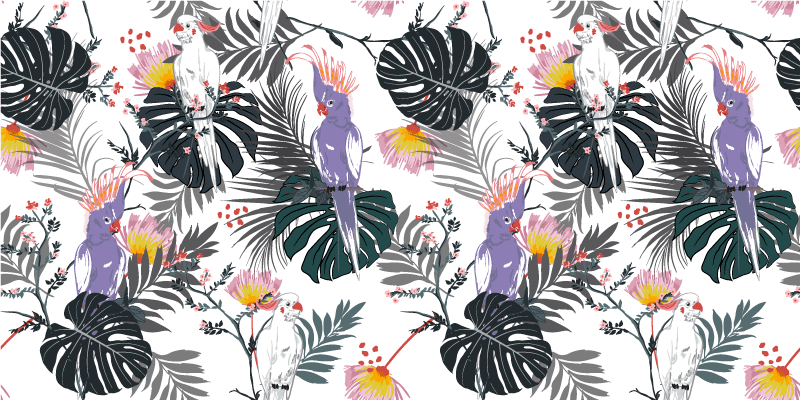 Tropical leaf arrangement living room rug - TenStickers