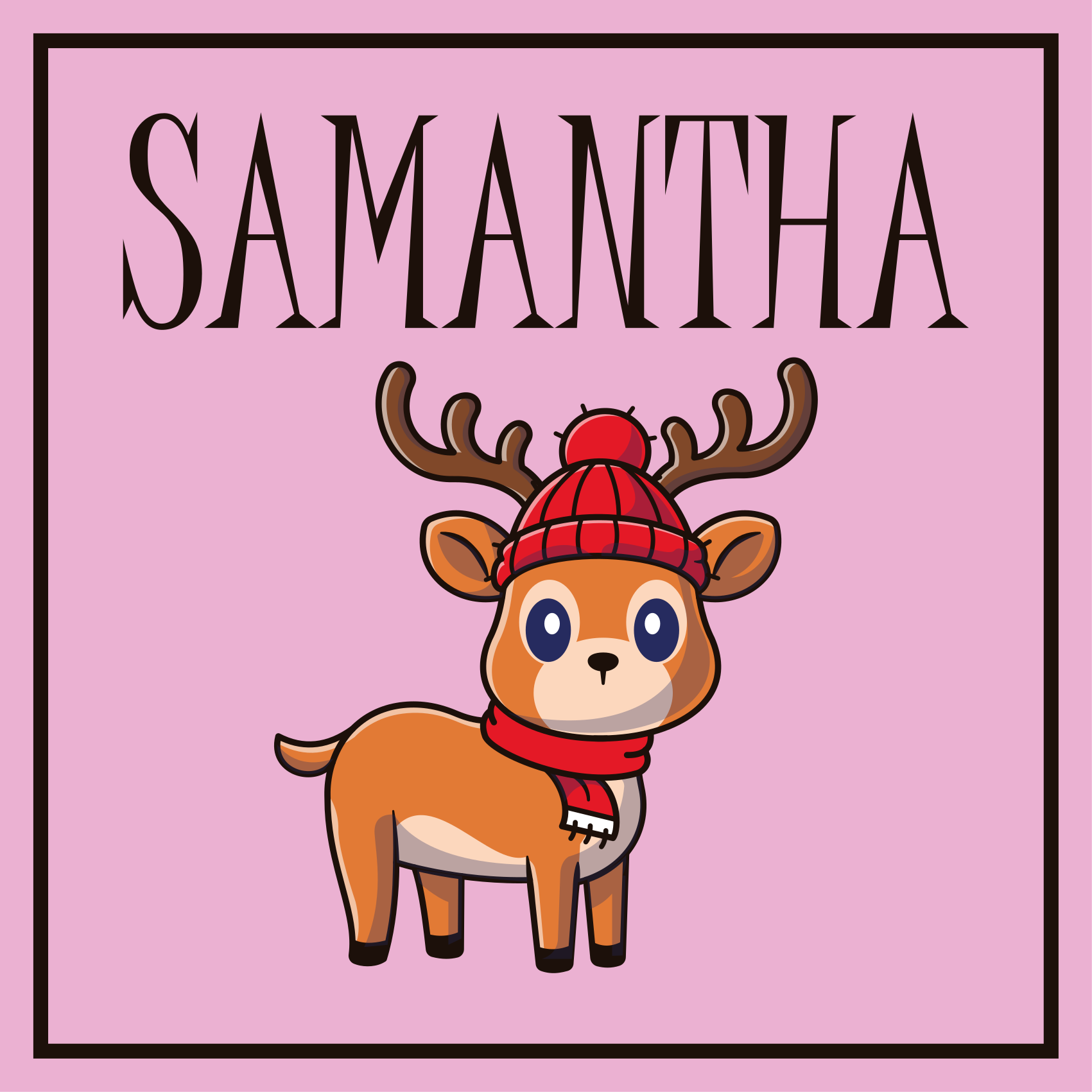 Baby Reindeer with name christmas rug - TenStickers