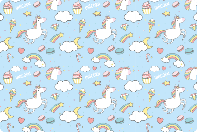 Blue unicorn fantasy kids carpet - TenStickers