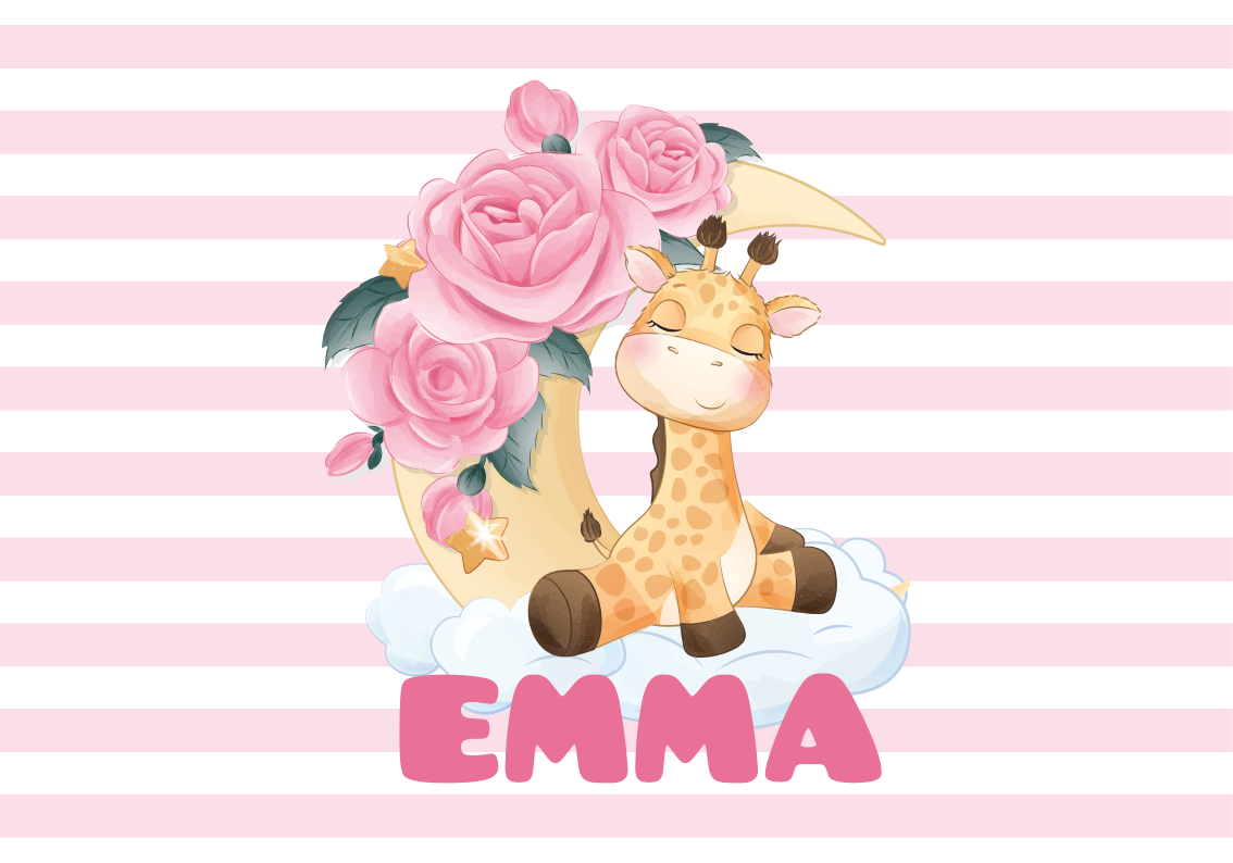 Custom happy giraffe nursery rug - TenStickers