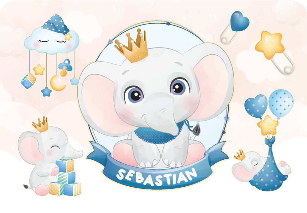 CROWNED ELEPHANT PLAYMATE custom floor mat - TenStickers