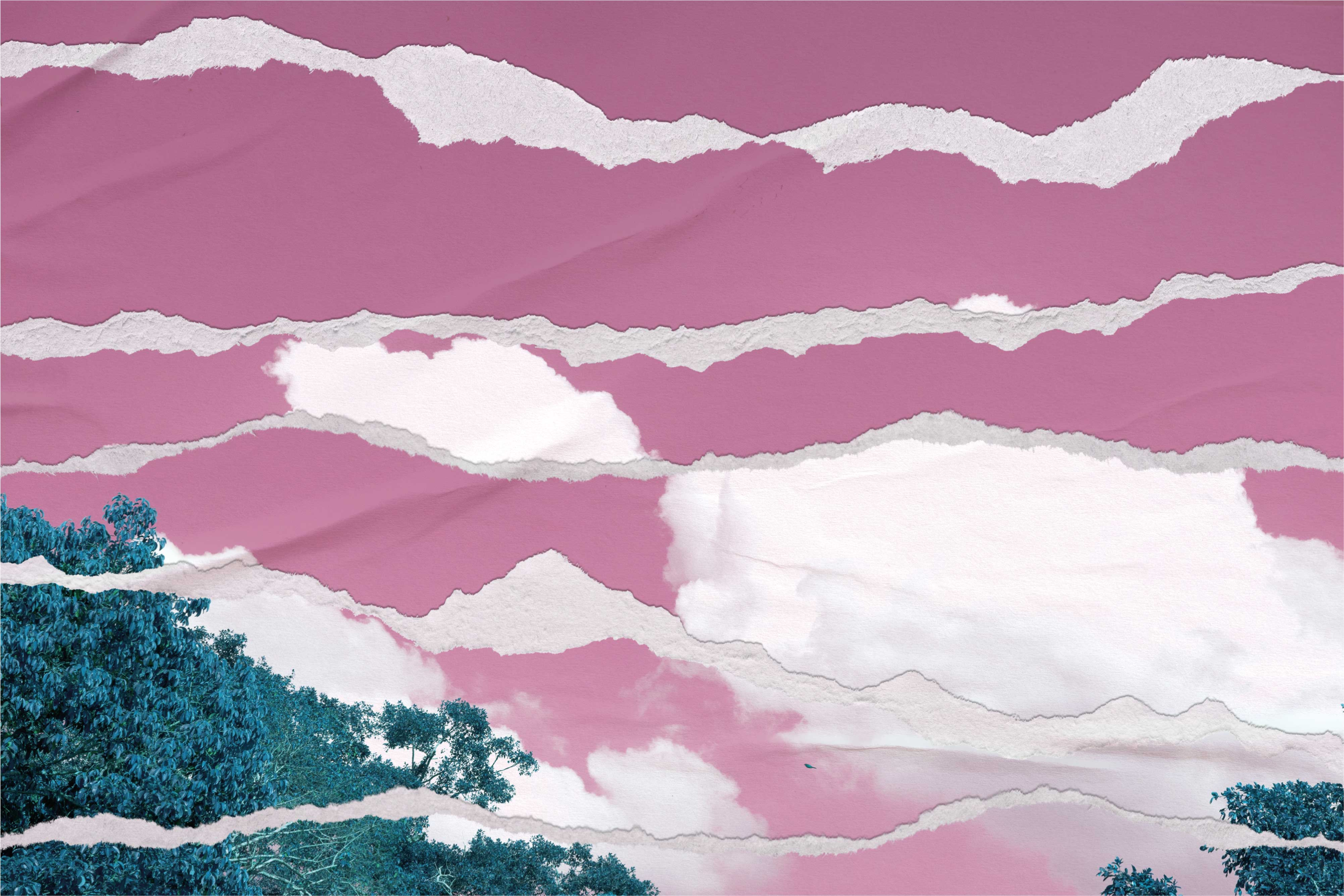 Pink ripped sky nature rug - TenStickers
