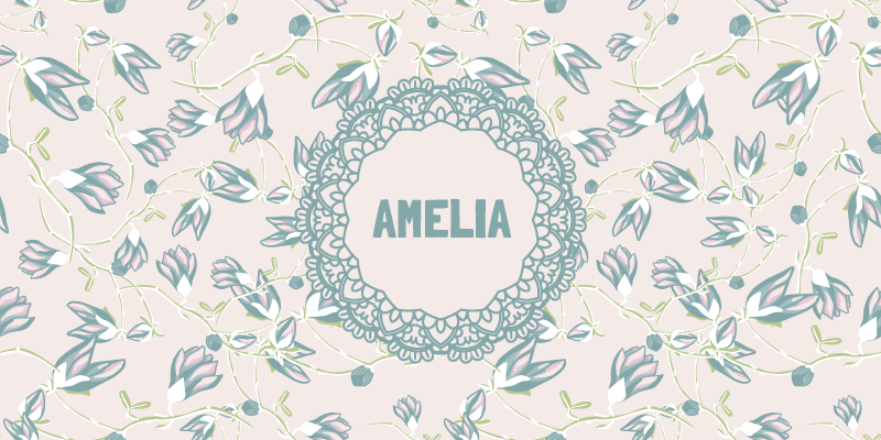 Floral design with name bedroom carpet - TenStickers