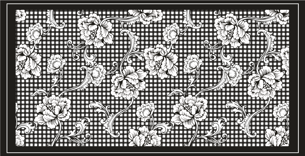Black white gingham pattern entrance hall tiles - TenStickers