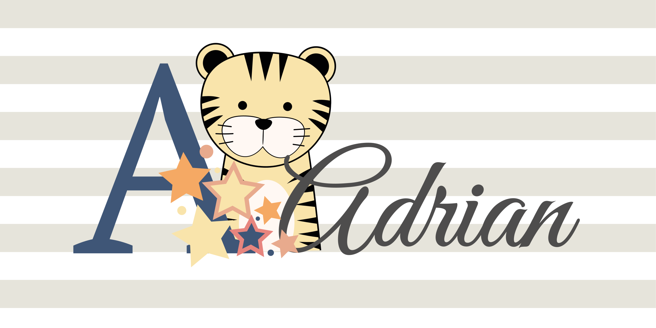 Striped baby tiger with name nursery rug - TenStickers