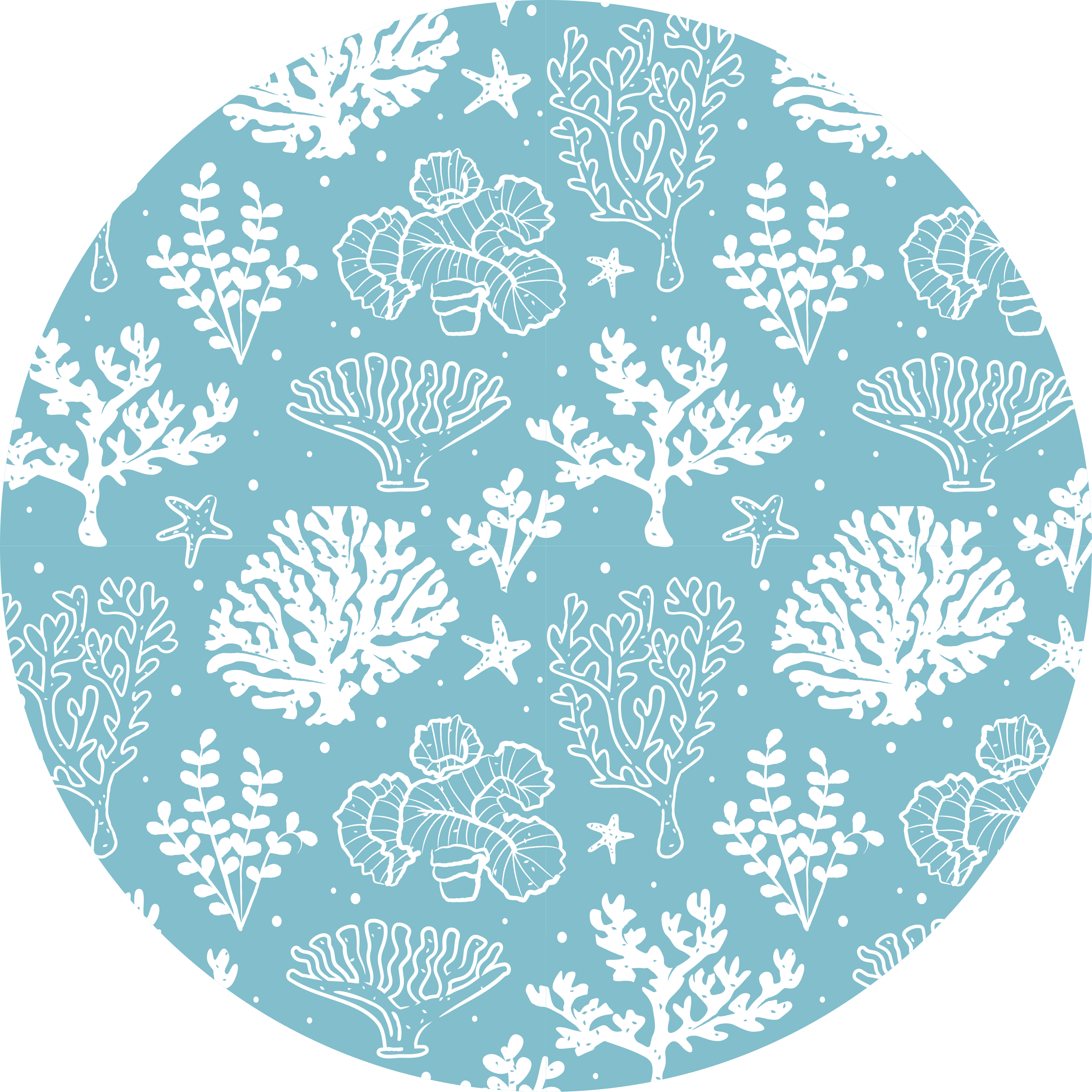 Coral reef motif floral rug - TenStickers
