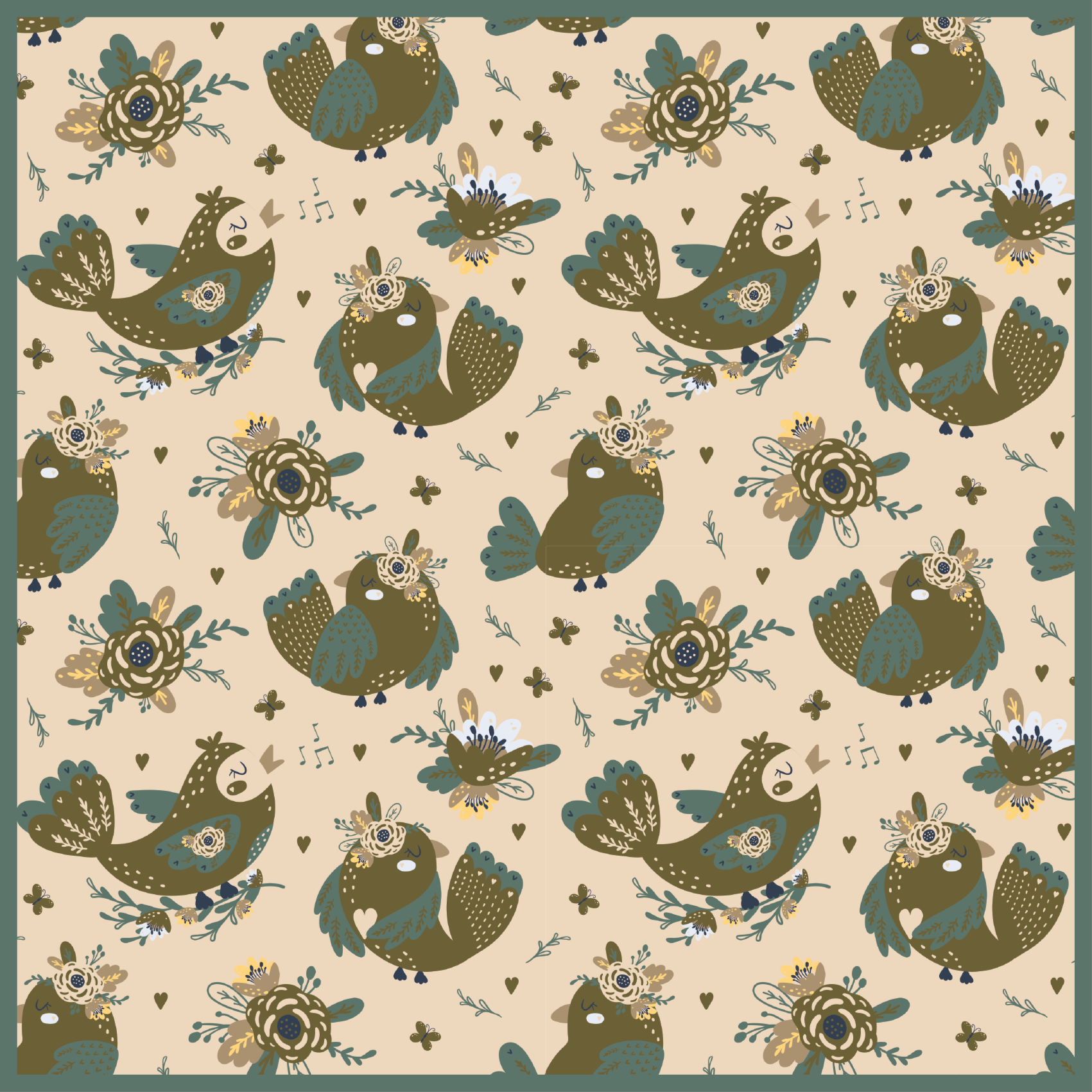 Whimsical Bird Patterns floral rug - TenStickers