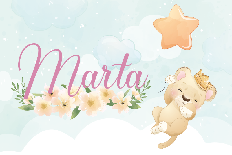 Lion with air balloon and name nursery rug - TenStickers