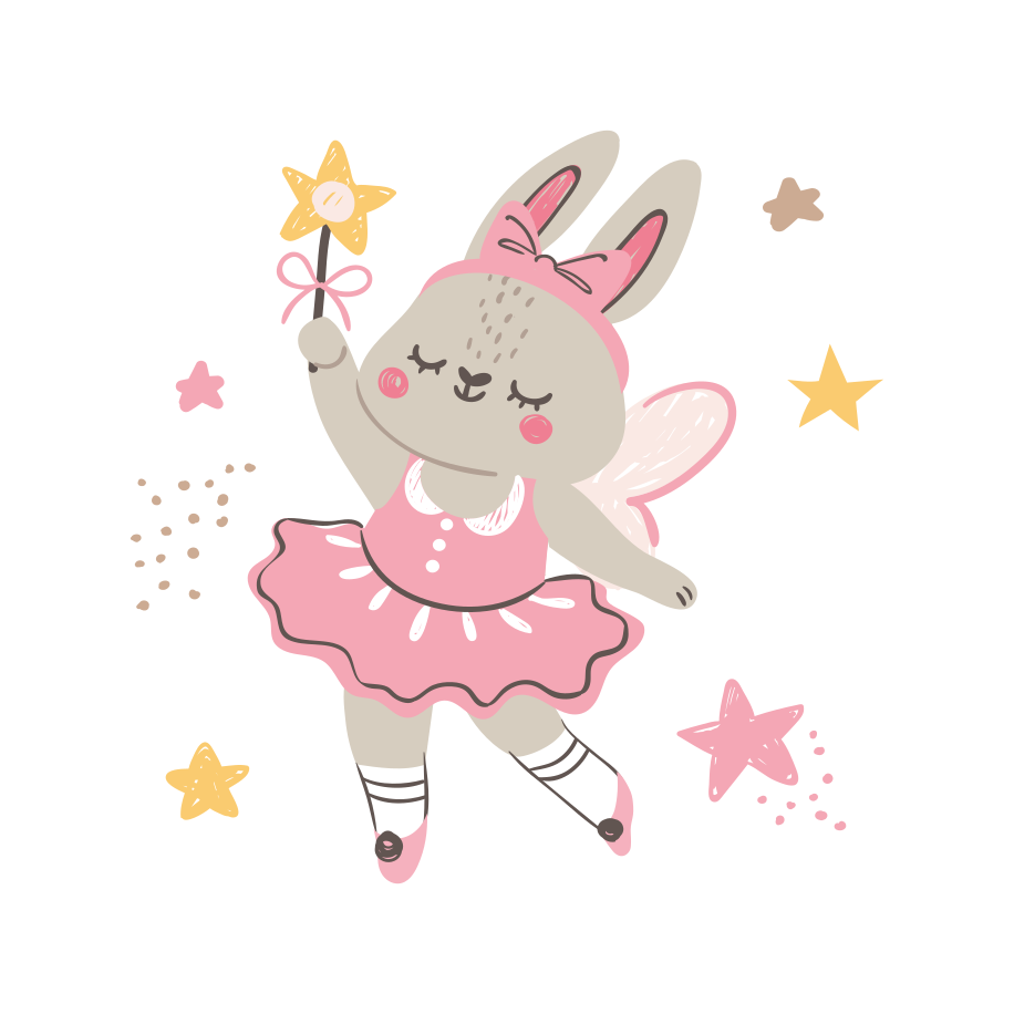Dancing rabbit with wand kids carpet - TenStickers