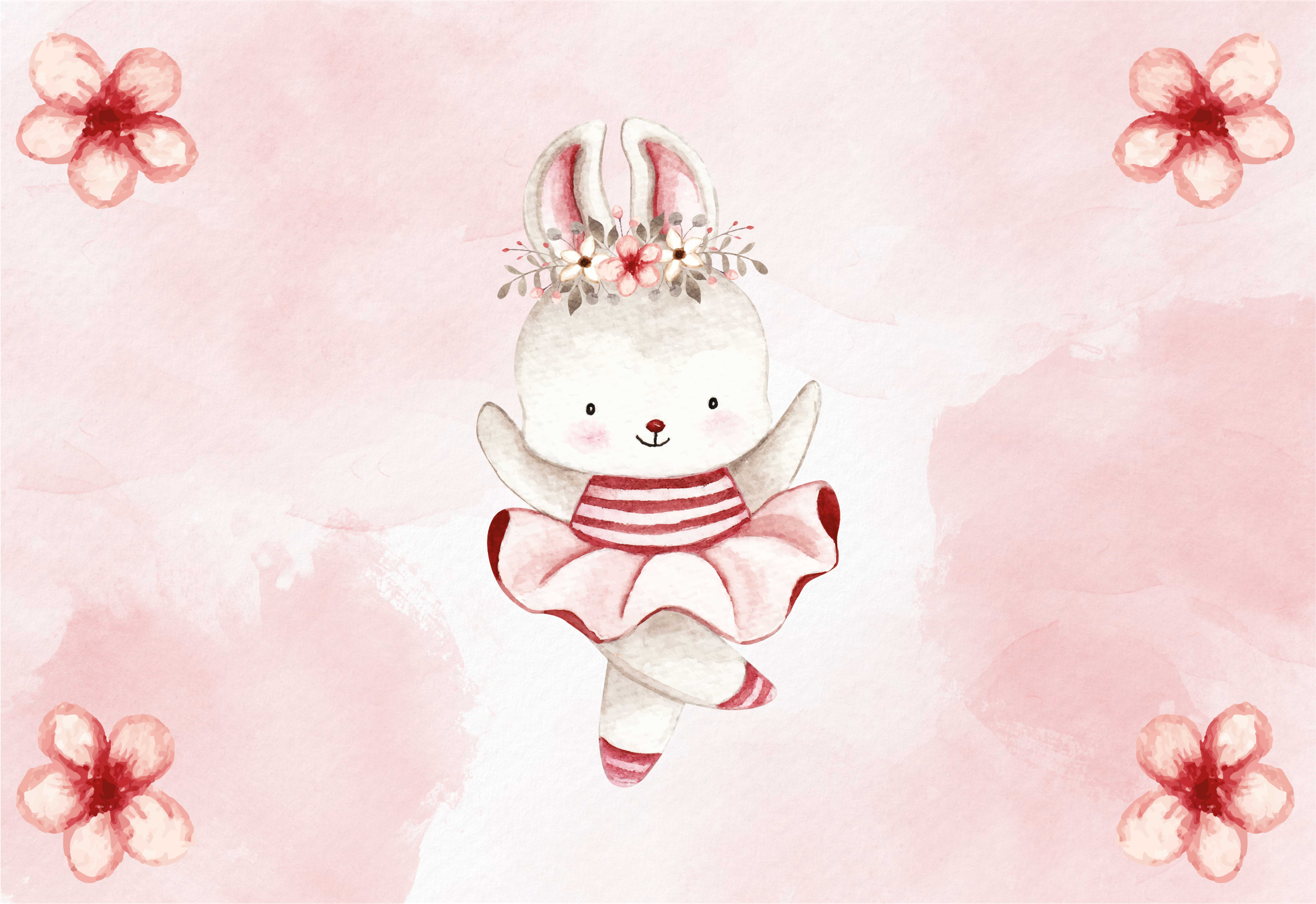 Ballet Bunny Illustration kids carpet - TenStickers