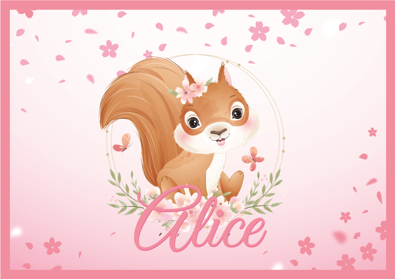 Squirrel Illustration custom floor mat - TenStickers