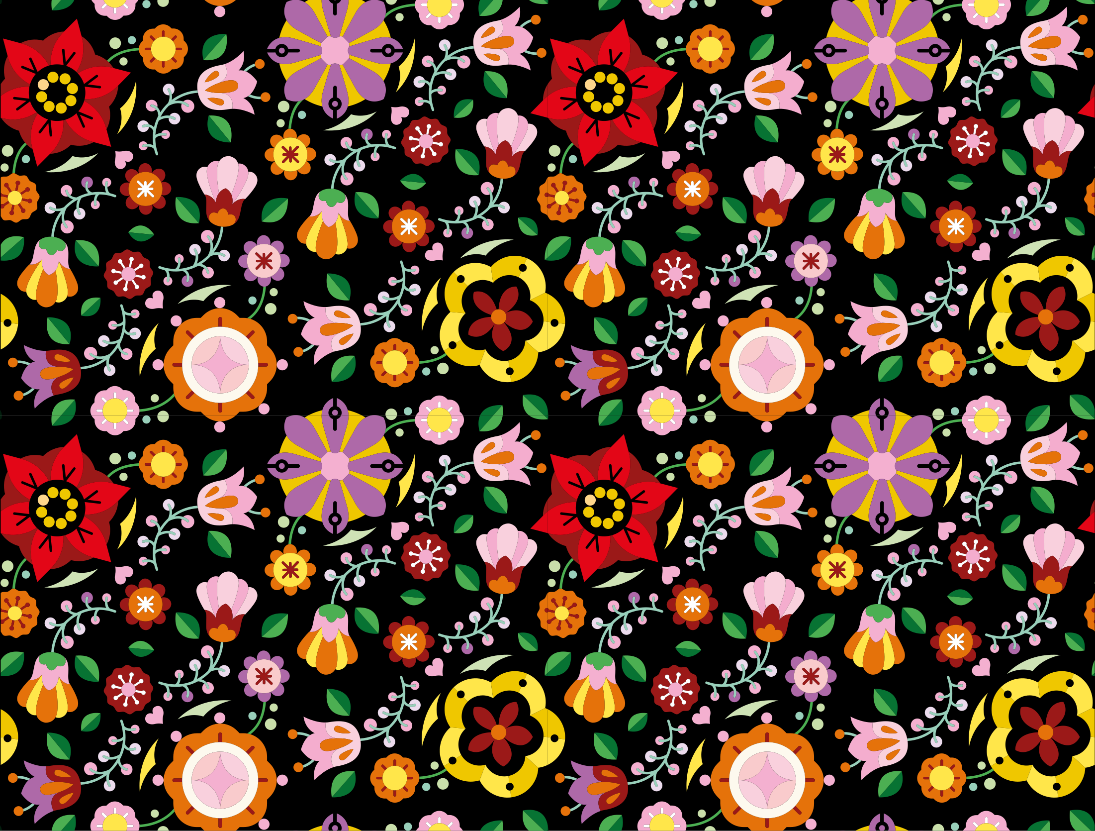 Bright Botanical Illustration floral rug - TenStickers