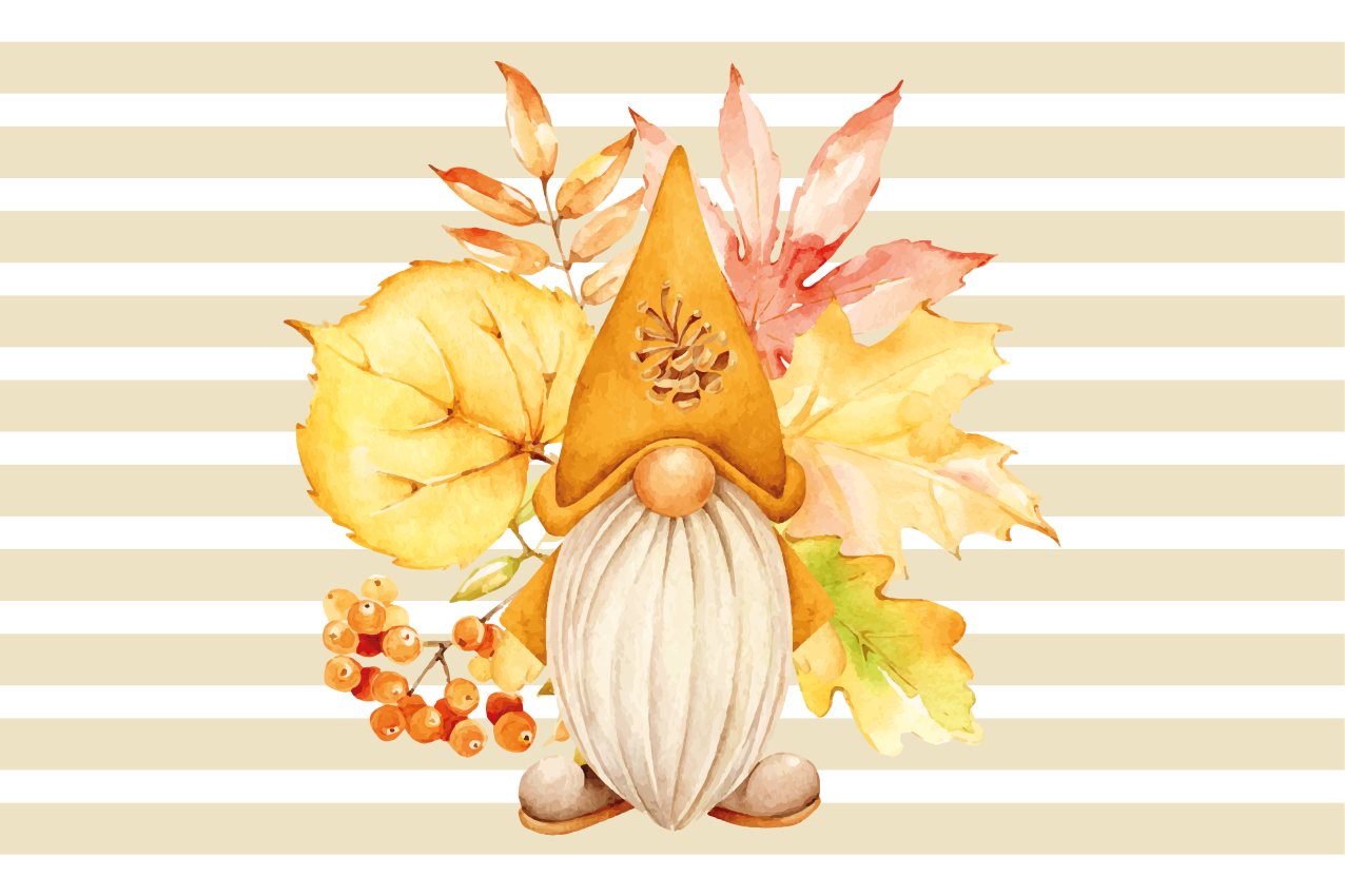 Autumn Gnome Charm stripes rug - TenStickers