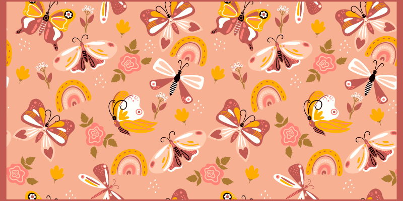 Colorful Floral Butterflies nursery rug - TenStickers