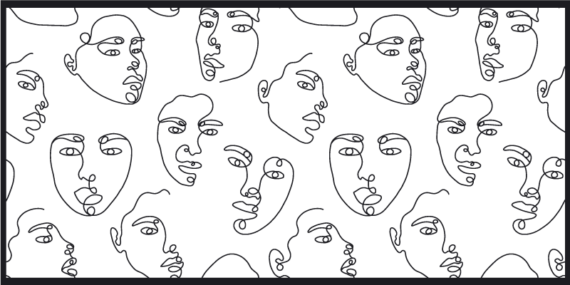 LINE ART FACES mosaic rug - TenStickers