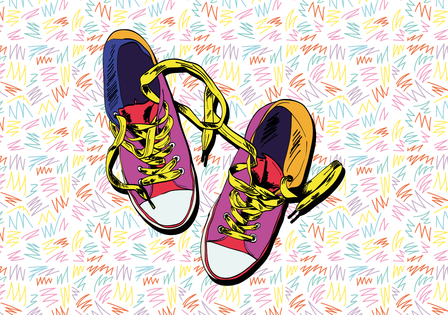 Colorful Sneaker Pattern teenage bedroom rug - TenStickers