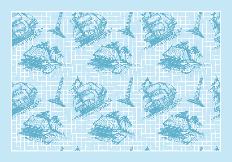 Coastal Theme Motifs bathroom mat - TenStickers