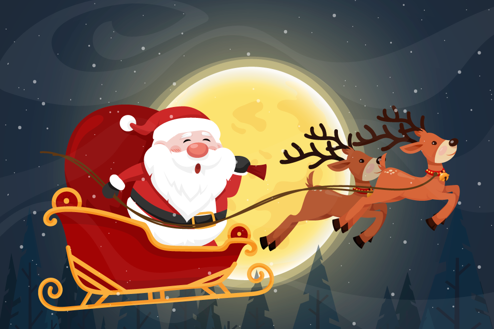 Santa Sleigh Ride christmas rug - TenStickers