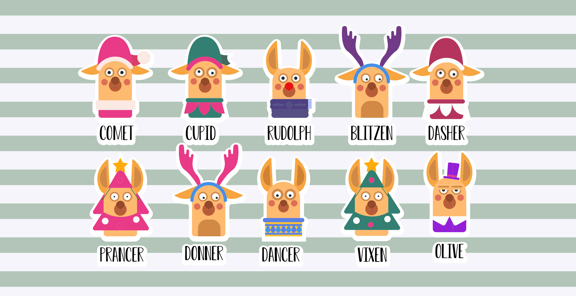 Reindeer Character Collection christmas rug - TenStickers