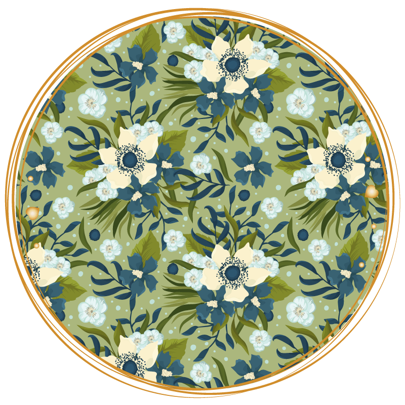 Round Flourishing Motif floral rug - TenStickers
